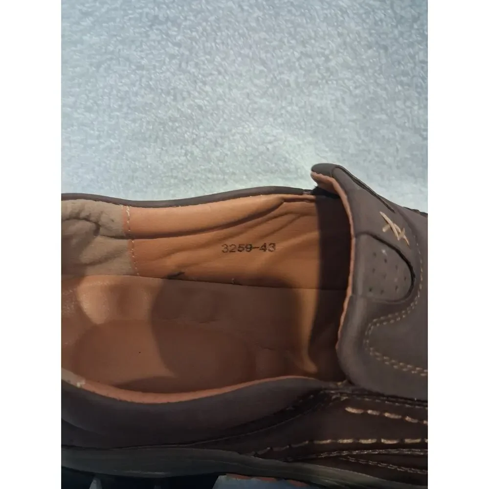 Shoes Slip Loafers On Brown Leather Slip Safety Shoes Composite Toe Sz 9.5 EE